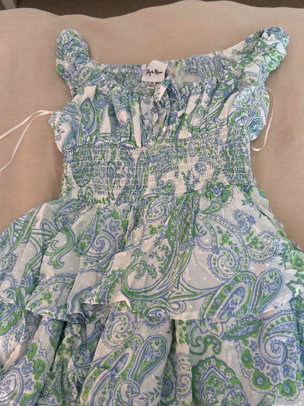 Isabelle’s  Cabinet Paisley Smocked Women’s Romper - Blue & Green